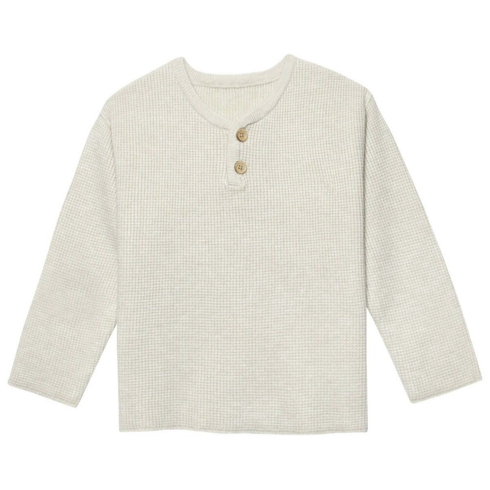 Gerber Boys 24M Oatmeal Beige Henley Waffle Knit Shirt NWT